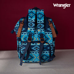 2024 New Wrangler Aztec Southwestern Pattern Dual Sided Print Multi-function Backpack-Navy