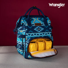 2024 New Wrangler Aztec Southwestern Pattern Dual Sided Print Multi-function Backpack-Navy