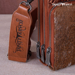 Trinity Ranch Genuine Hair-On Cowhide /Tooled  Collection Phone Purse with Coin Pouch