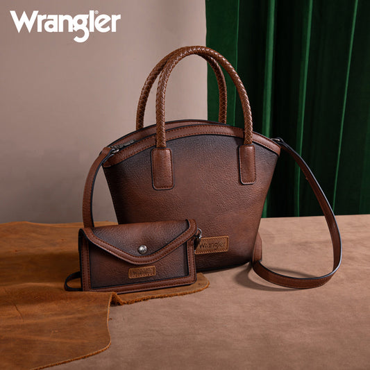 Wrangler Braided Ombre Leather Tote Bag Set