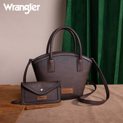 Wrangler Braided Ombre Leather Tote Bag Set