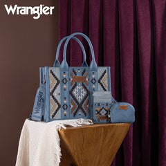 Wrangler Aztec Embroidered Whipstitch Tote Bag Set