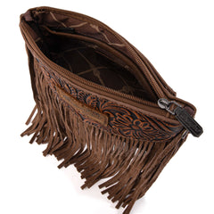 Wrangler Vintage Floral Tooled Collection Fringe Crossbody - Cowgirl Wear