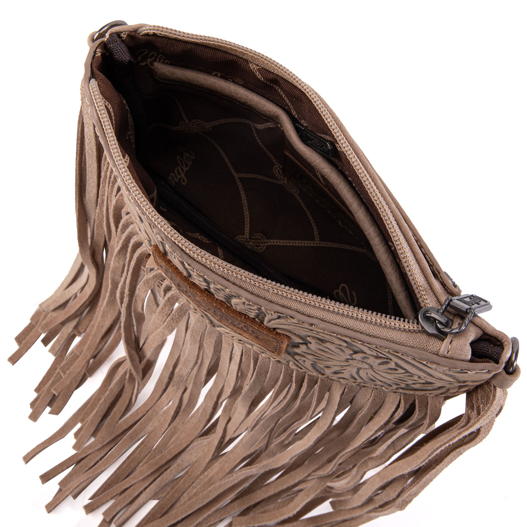 Wrangler Vintage Floral Tooled Collection Fringe Crossbody - Cowgirl Wear