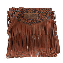 Wrangler Vintage Floral Tooled Collection Fringe Crossbody - Cowgirl Wear