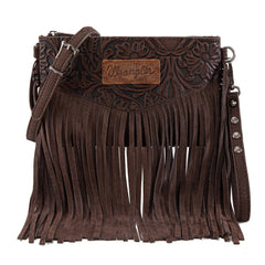 Wrangler Vintage Floral Tooled Collection Fringe Crossbody - Cowgirl Wear