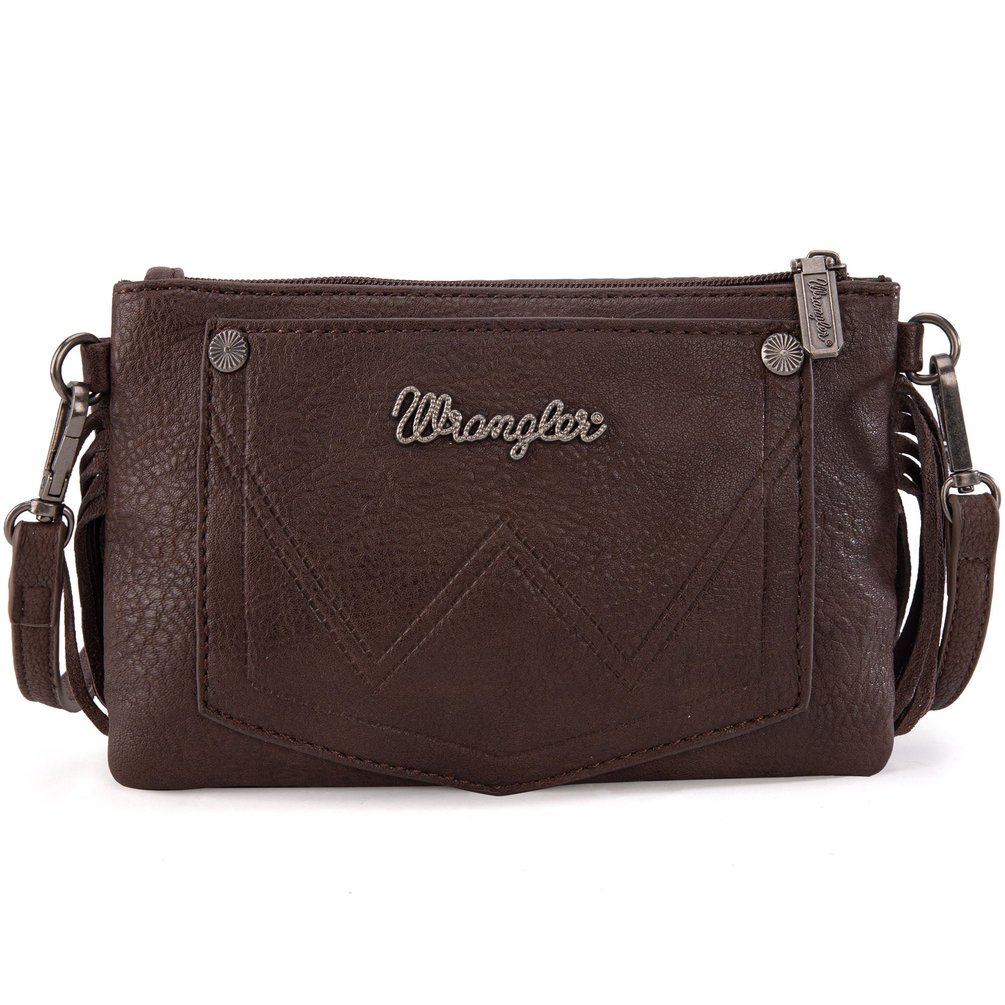 Wrangler Vintage Floral Tooled Collection Fringe Crossbody - Cowgirl Wear