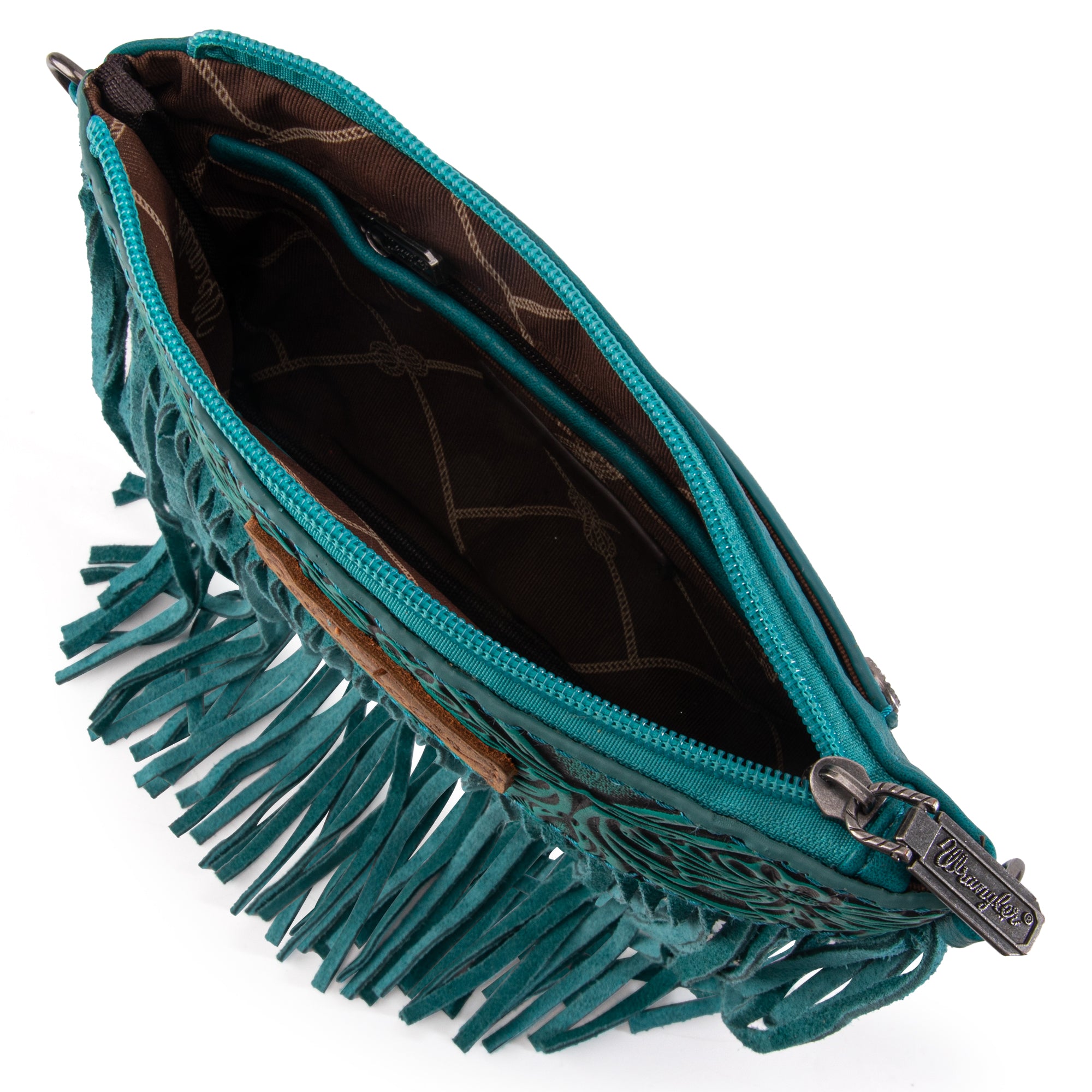 Wrangler Vintage Floral Tooled Collection Fringe Crossbody - Cowgirl Wear