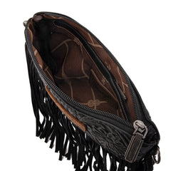 Wrangler Vintage Floral Tooled Collection Fringe Crossbody - Cowgirl Wear