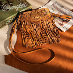Wrangler Vintage Floral Tooled Collection Fringe Crossbody - Cowgirl Wear