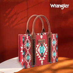 Wrangler Aztec Southwestern Pattern Dual Sided Print Canvas Tote/Crossbody Bag Collection