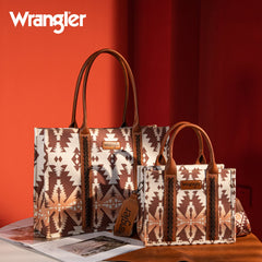 Wrangler Aztec Southwestern Pattern Dual Sided Print Canvas Tote/Crossbody Bag Collection - Cowgirl Wear