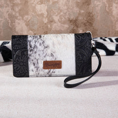 2024 New Wrangler Hair-On Cowhide Collection Wristlet Wallet - Cowgirl Wear