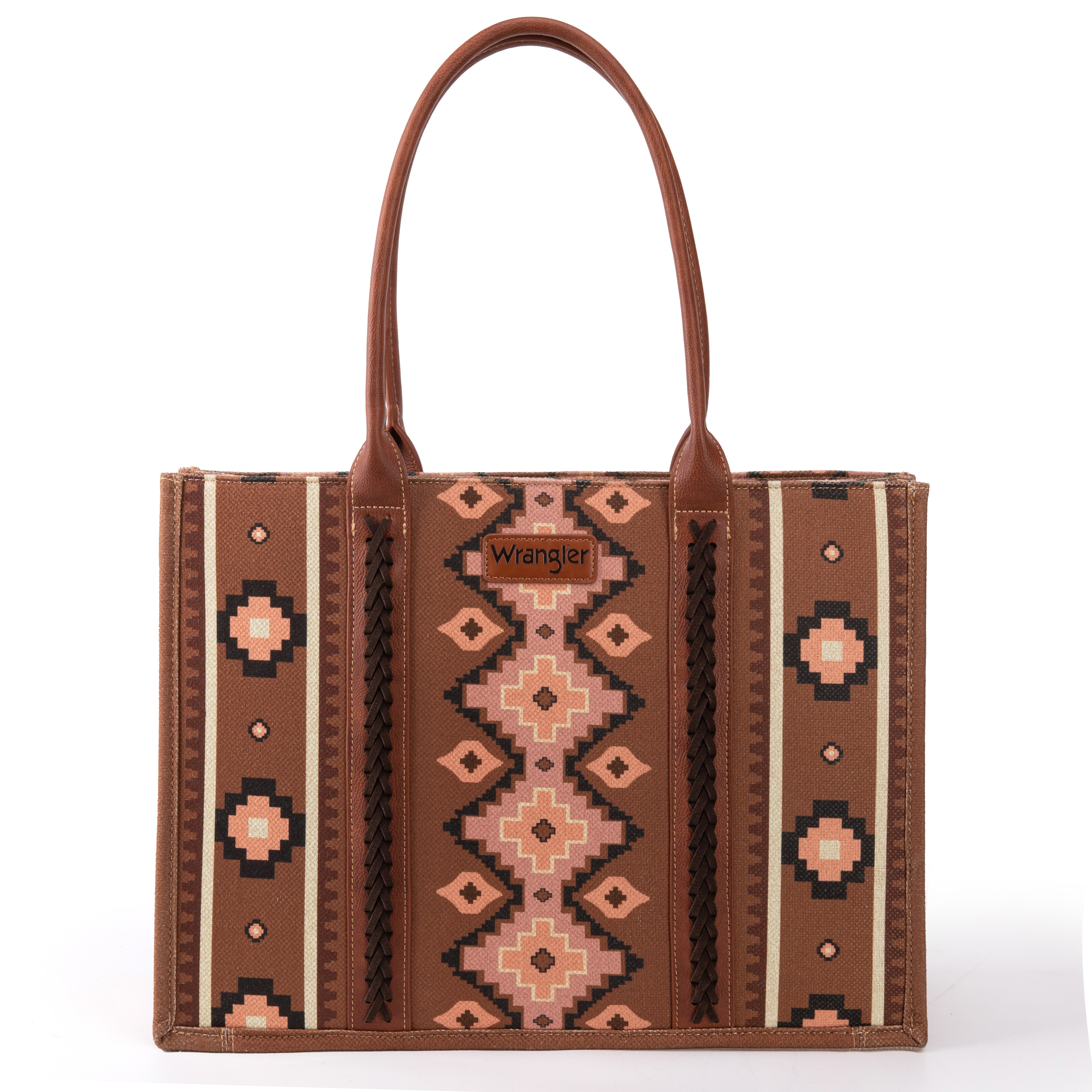 Wrangler Aztec Southwestern Pattern Dual Sided Print Canvas Tote/Crossbody Bag Collection - Cowgirl Wear