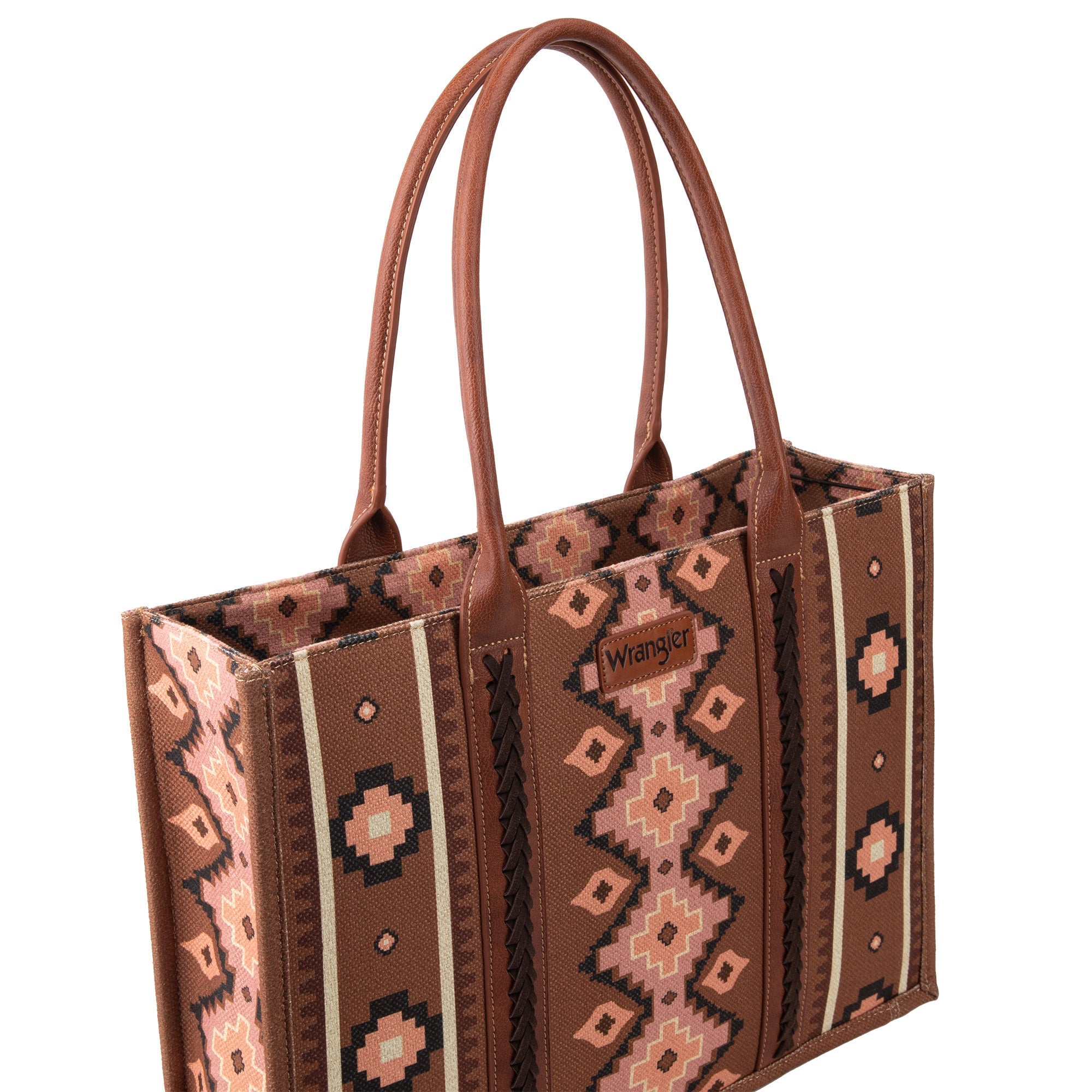Wrangler Aztec Southwestern Pattern Dual Sided Print Canvas Tote/Crossbody Bag Collection - Cowgirl Wear