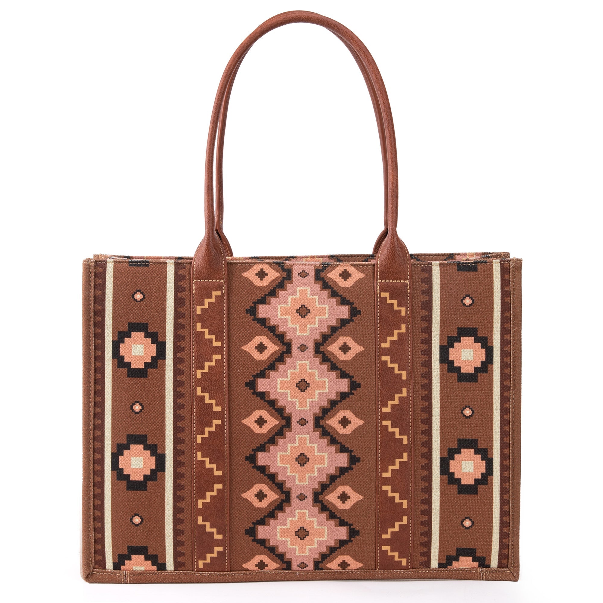 Wrangler Aztec Southwestern Pattern Dual Sided Print Canvas Tote/Crossbody Bag Collection - Cowgirl Wear