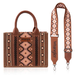 Wrangler Aztec Southwestern Pattern Dual Sided Print Canvas Tote/Crossbody Bag Collection - Cowgirl Wear