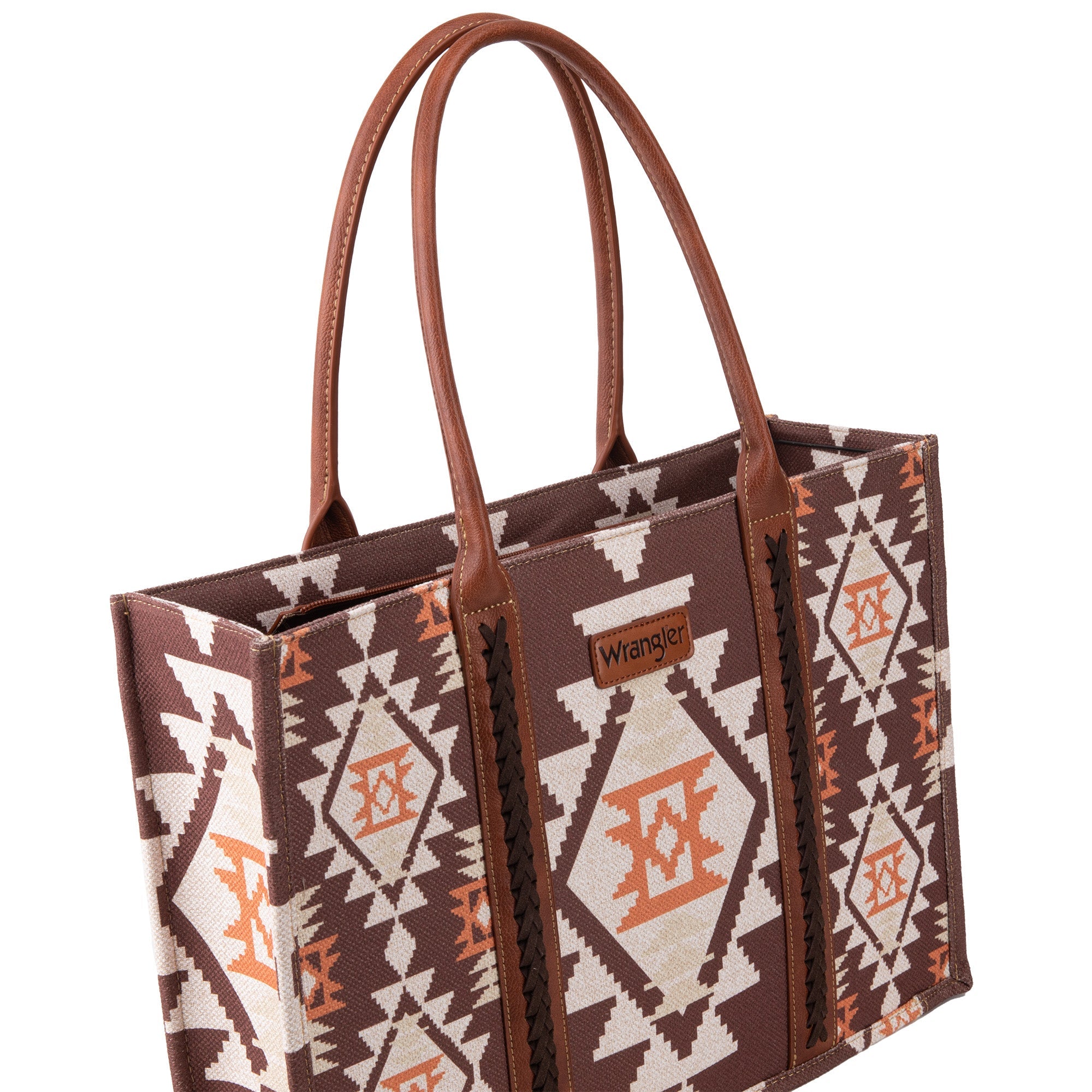 Wrangler Aztec Southwestern Pattern Dual Sided Print Canvas Tote/Crossbody Bag Collection - Cowgirl Wear