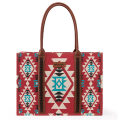 Wrangler Aztec Southwestern Pattern Dual Sided Print Canvas Tote/Crossbody Bag Collection - Cowgirl Wear