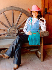 Wrangler Vintage Floral Tooled Collection Fringe Crossbody