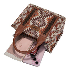 Wrangler Aztec Embroidered Whipstitch Canvas Mini Tote Bag