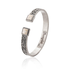 Wrangler Silver Western Natural Stone Engraved Cuff Bracelet