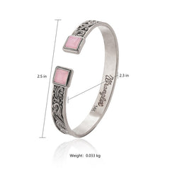 Wrangler Silver Western Natural Stone Engraved Cuff Bracelet