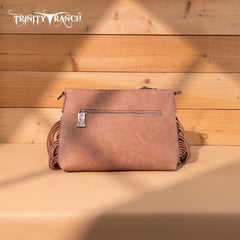 Trinity Ranch Floral Tooled Hair-On Cowhide Crossbody