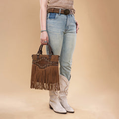 Trinity Ranch Aztec Tooled Fringe Concealed Carry Tote