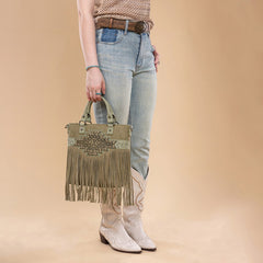 Trinity Ranch Aztec Tooled Fringe Concealed Carry Tote