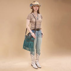 Trinity Ranch Aztec Tooled Fringe Concealed Carry Tote