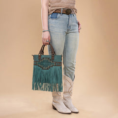 Trinity Ranch Aztec Tooled Fringe Concealed Carry Tote
