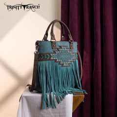 Trinity Ranch Aztec Tooled Fringe Concealed Carry Tote