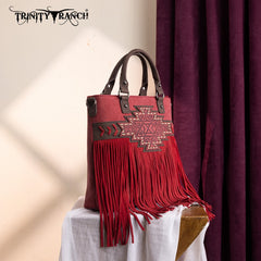 Trinity Ranch Aztec Tooled Fringe Concealed Carry Tote