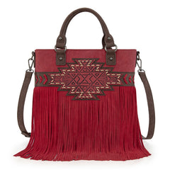 Trinity Ranch Aztec Tooled Fringe Concealed Carry Tote