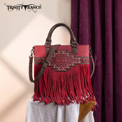 Trinity Ranch Aztec Tooled Fringe Concealed Carry Tote