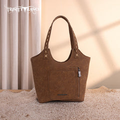 Trinity Ranch Genuine Hair-On Cowhide Tooled Concealed Carry Tote