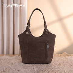 Trinity Ranch Genuine Hair-On Cowhide Tooled Concealed Carry Tote
