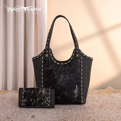 Trinity Ranch Genuine Hair-On Cowhide Tooled Concealed Carry Tote