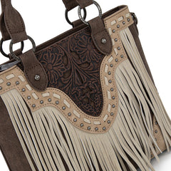 Trinity Ranch Floral Tooled Fringe Tote Bag