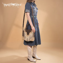 Trinity Ranch Floral Tooled Fringe Tote Bag