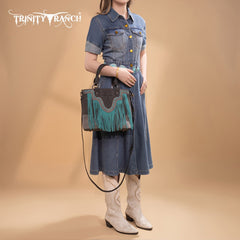 Trinity Ranch Floral Tooled Fringe Tote Bag