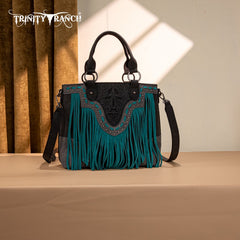 Trinity Ranch Floral Tooled Fringe Tote Bag