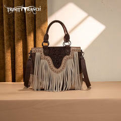 Trinity Ranch Floral Tooled Fringe Tote Bag