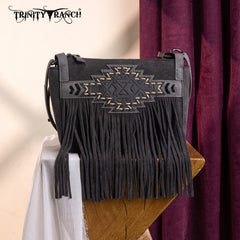 Trinity Ranch Aztec Tooled Fringe Crossbody