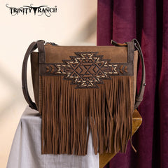 Trinity Ranch Aztec Tooled Fringe Crossbody