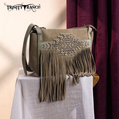 Trinity Ranch Aztec Tooled Fringe Crossbody