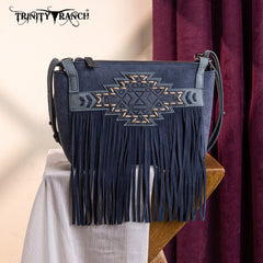 Trinity Ranch Aztec Tooled Fringe Crossbody