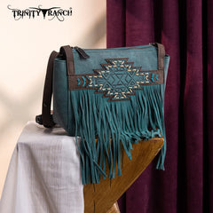 Trinity Ranch Aztec Tooled Fringe Crossbody
