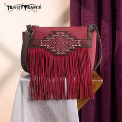 Trinity Ranch Aztec Tooled Fringe Crossbody